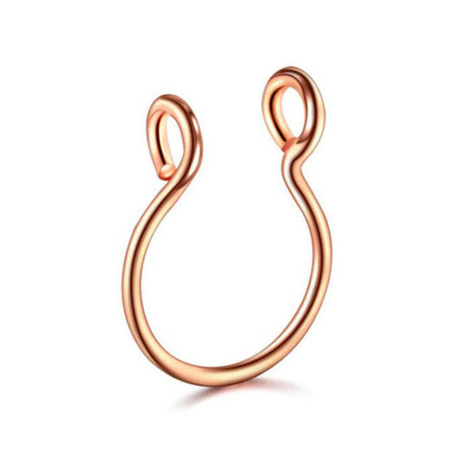 -Fake Nose Rings 20g Hoop Nose Ring- Fake Septum Nose Ring - Gold Rose Gold Silver 8mm Non Pierced Clip Nose Ring Faux Body Piercing Jewelry