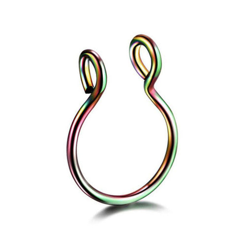 -Fake Nose Rings 20g Hoop Nose Ring- Fake Septum Nose Ring - Gold Rose Gold Silver 8mm Non Pierced Clip Nose Ring Faux Body Piercing Jewelry