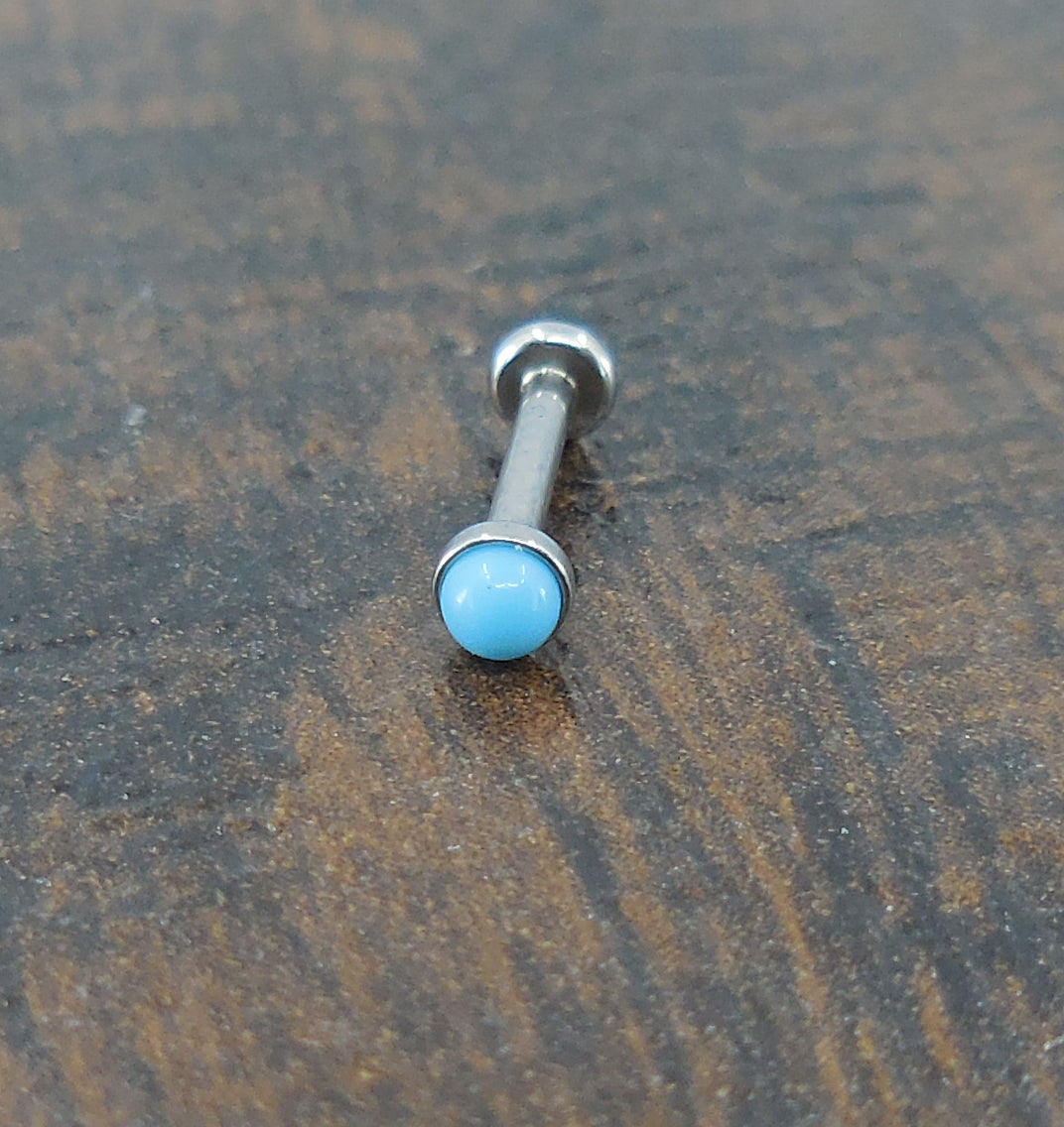 16G, 18G, 20G 2-4mm Tragus Natural Turquoise Stone Threadless 5-10mm Push Pin Triple Helix Nose Ring Labret Lip Earrings Steel Cartilage