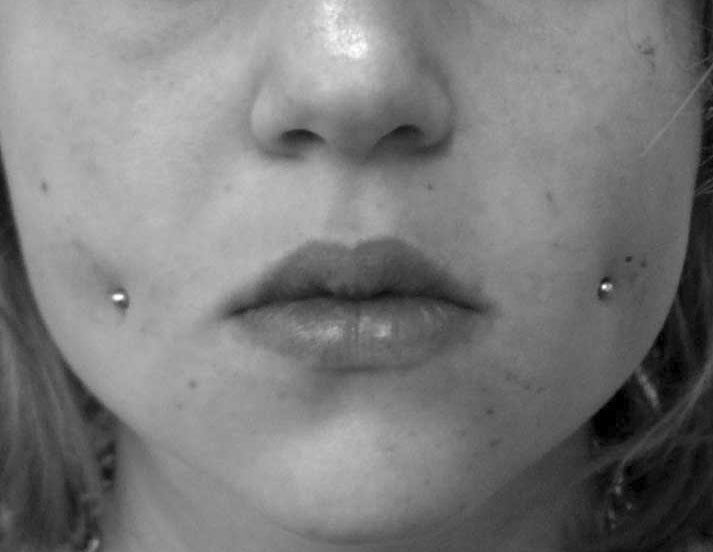 Pair Dimple Maker Cheek Piercings 3mm Clear Crystal CZ 16G 14mm, 16mm, 19mm Stainless Steel Internally Threaded Prong Set Labret Rings