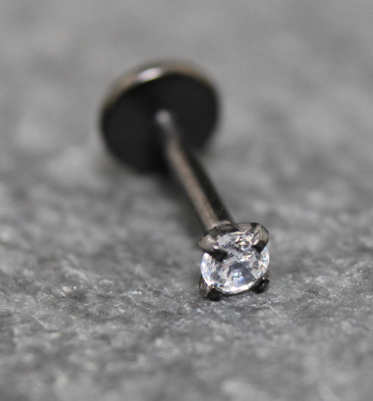 Clear Cubic Zirconia Threadless Stud Earring • Black Nose Ring • Tragus Earring Stack Labret Stud Earring Black Crystal Stud Earring