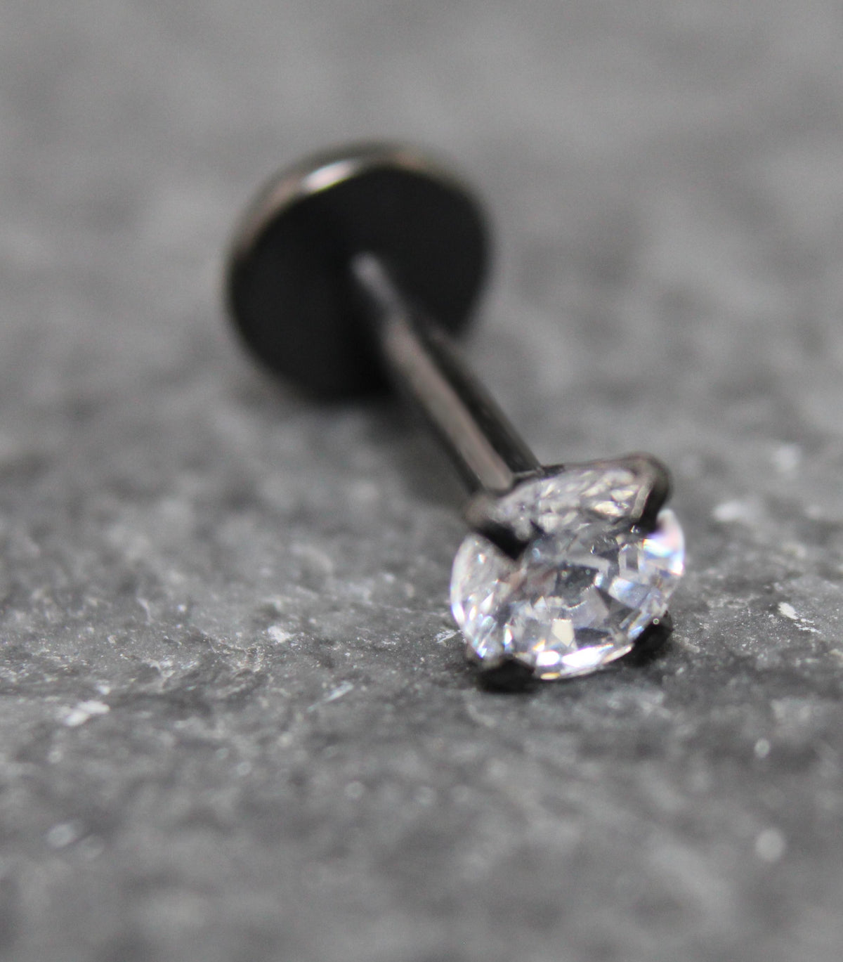 Black Cubic Zirconia Push Pin Stud Earring • Black Nose Ring • Tragus Earring Stack Threadless Stud • Black Crystal Stud Cartilage Earring