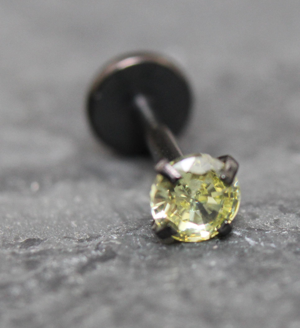 Olive Green Labret Stud Earring Black Crystal Stud Earring, Threadless Push Pin Flat Back Earring • Black Nose Ring • Tragus Earring Stack