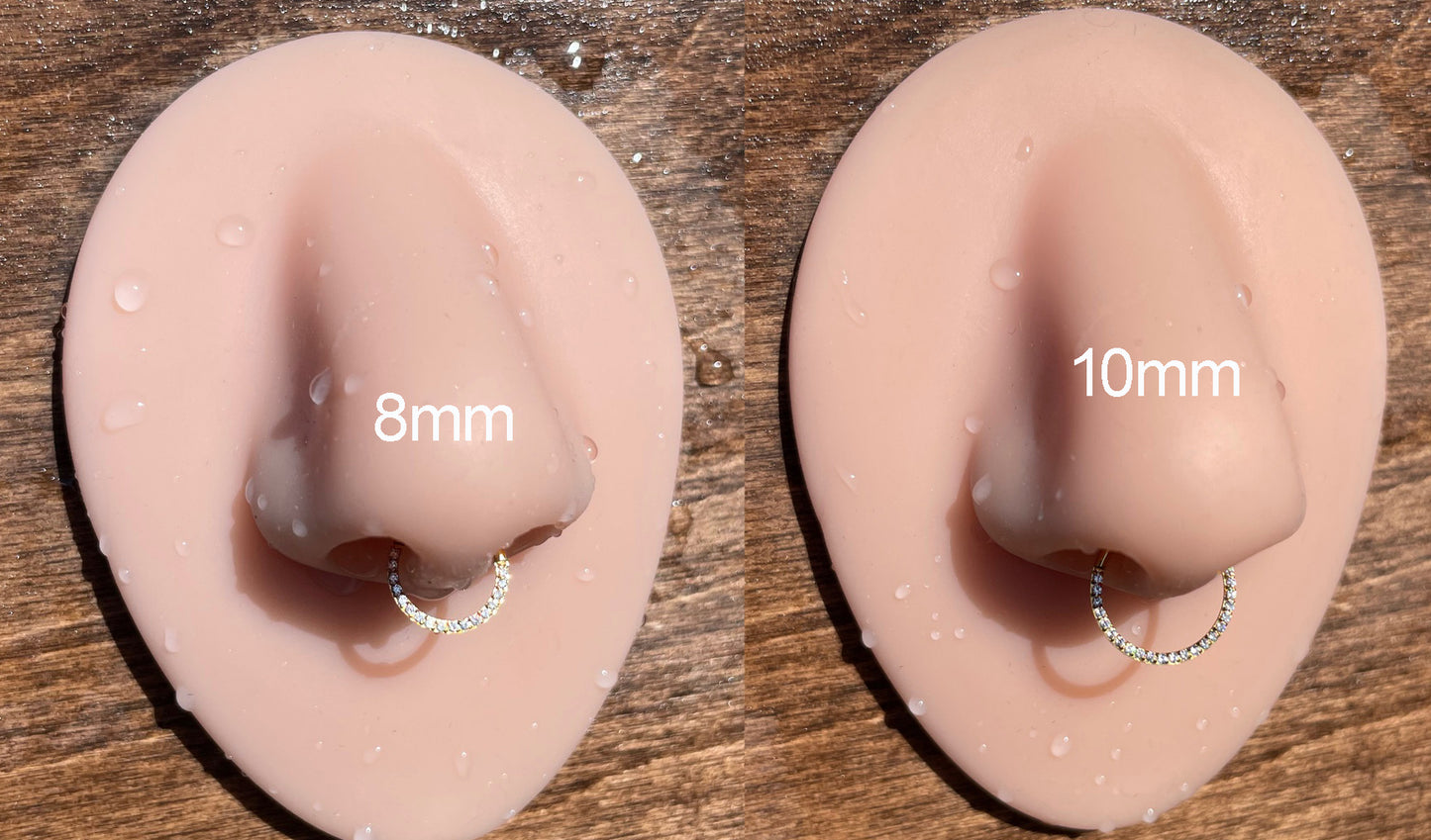 18G/20G Hinged Clicker Nose Hoop · Gold Tone Clear CZ Septum Nose Hoops · Septum Clicker Nose Ring Hoop · Surgical Steel 8mm Nose Ring Hoop