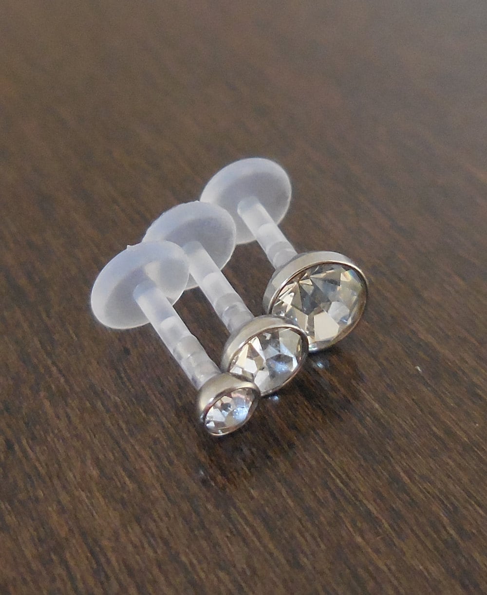 16G 6, 8 or 10mm Clear CZ Helix BioFlex BioPlast Earring Monroe Lip Labret Rings Jewelry