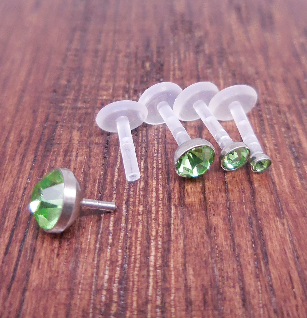 16G 6, 8 or 10mm Helix BioFlex Earring Green BioPlast Cartilage Rings