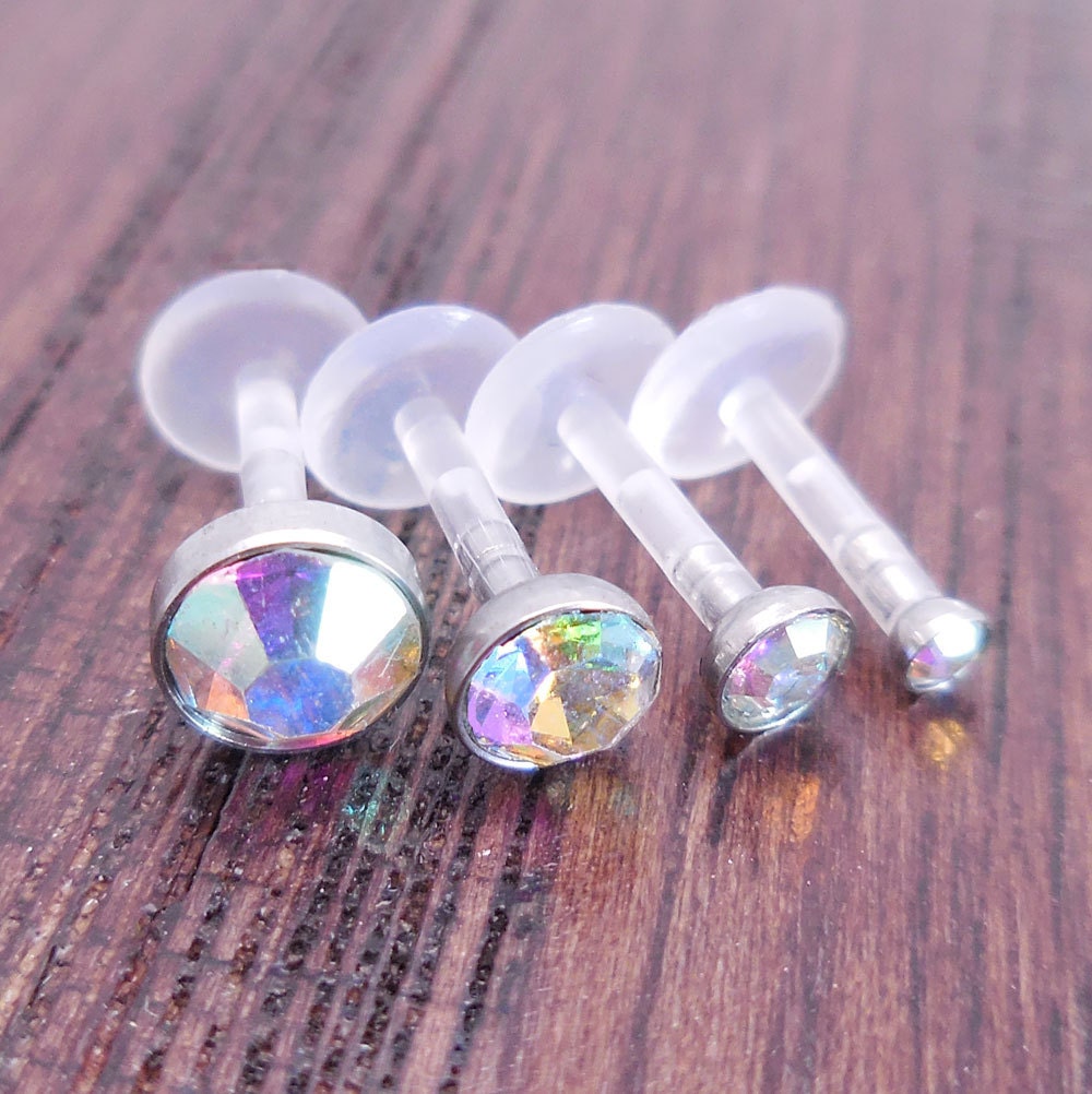 16G 6, 8 or 10mm AB Helix BioFlex BioPlast Earring Tragus Monroe Lip Labret Rings