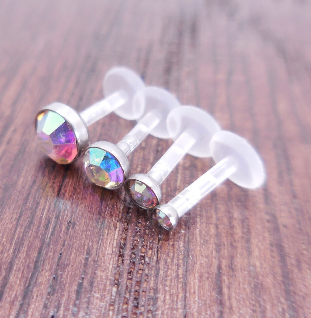 16G 6, 8 or 10mm AB Helix BioFlex BioPlast Earring Tragus Monroe Lip Labret Rings