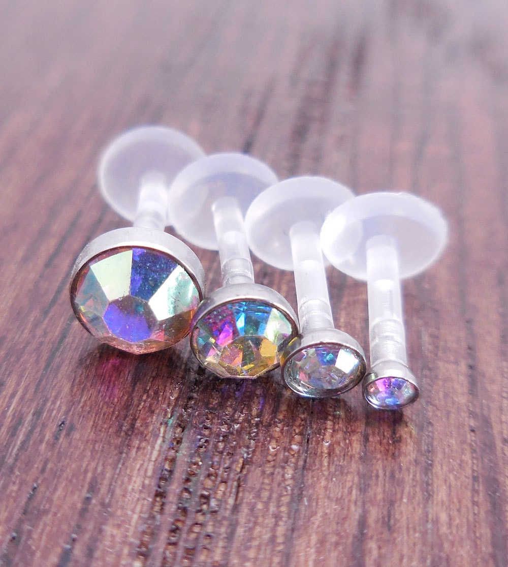 16G 6, 8 or 10mm AB Helix BioFlex BioPlast Earring Tragus Monroe Lip Labret Rings