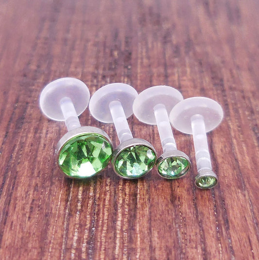 16G 6, 8 or 10mm Helix BioFlex Earring Green BioPlast Cartilage Rings