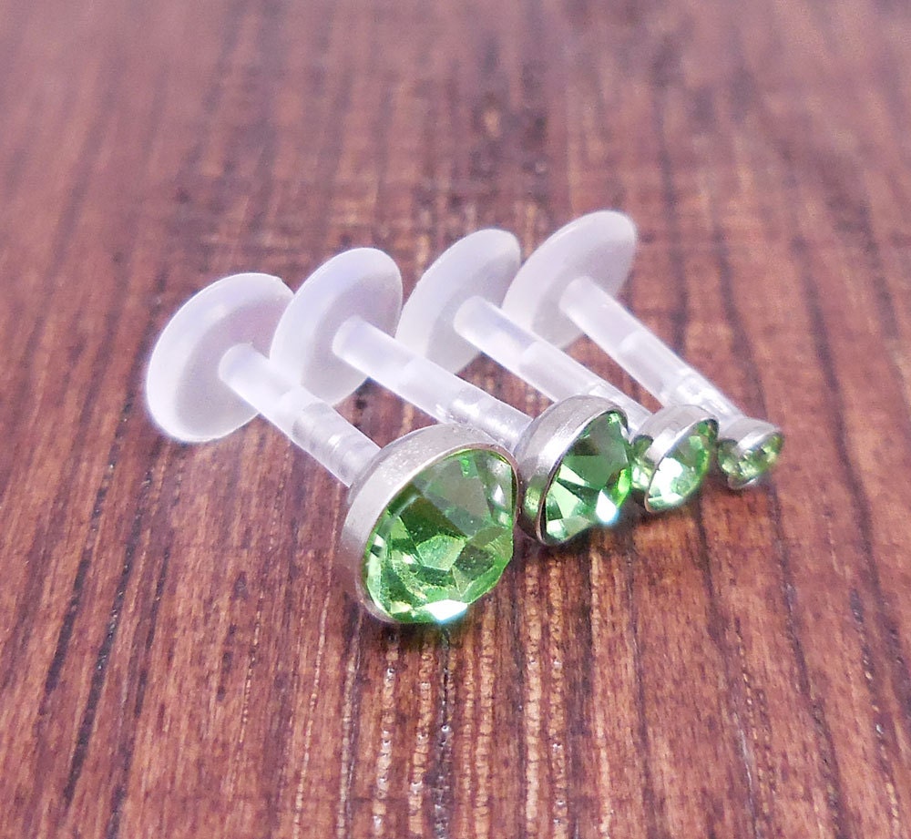 16G 6, 8 or 10mm Helix BioFlex Earring Green BioPlast Cartilage Rings