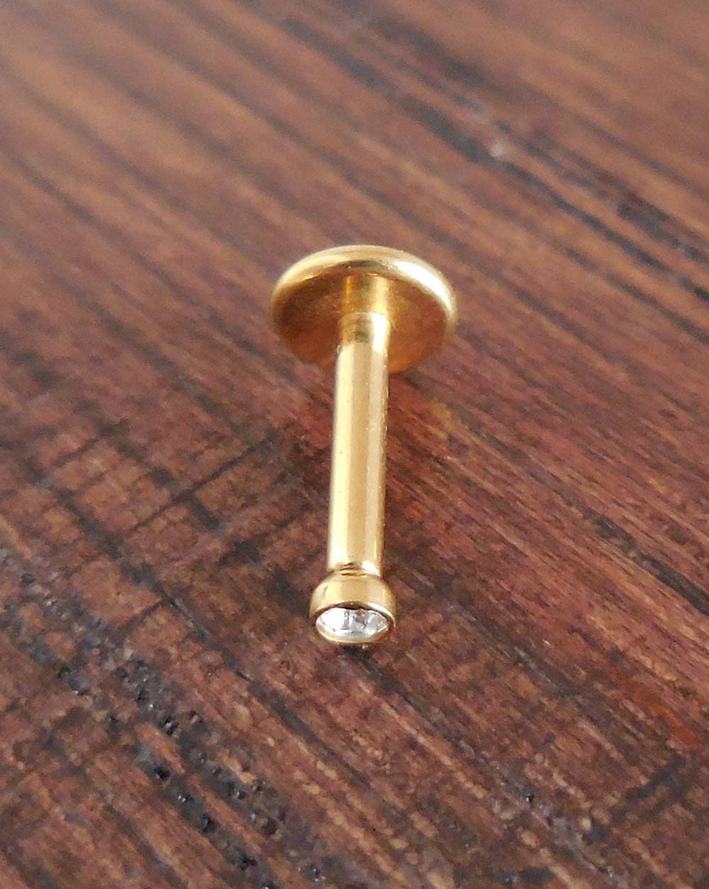 1.5,2,2.5mm Bezel Set CZ 18G 1/4" 6mm Post Triple Forward Helix Piercing Internally Threaded Cartilage Gold Tone Titanium Tragus Earring