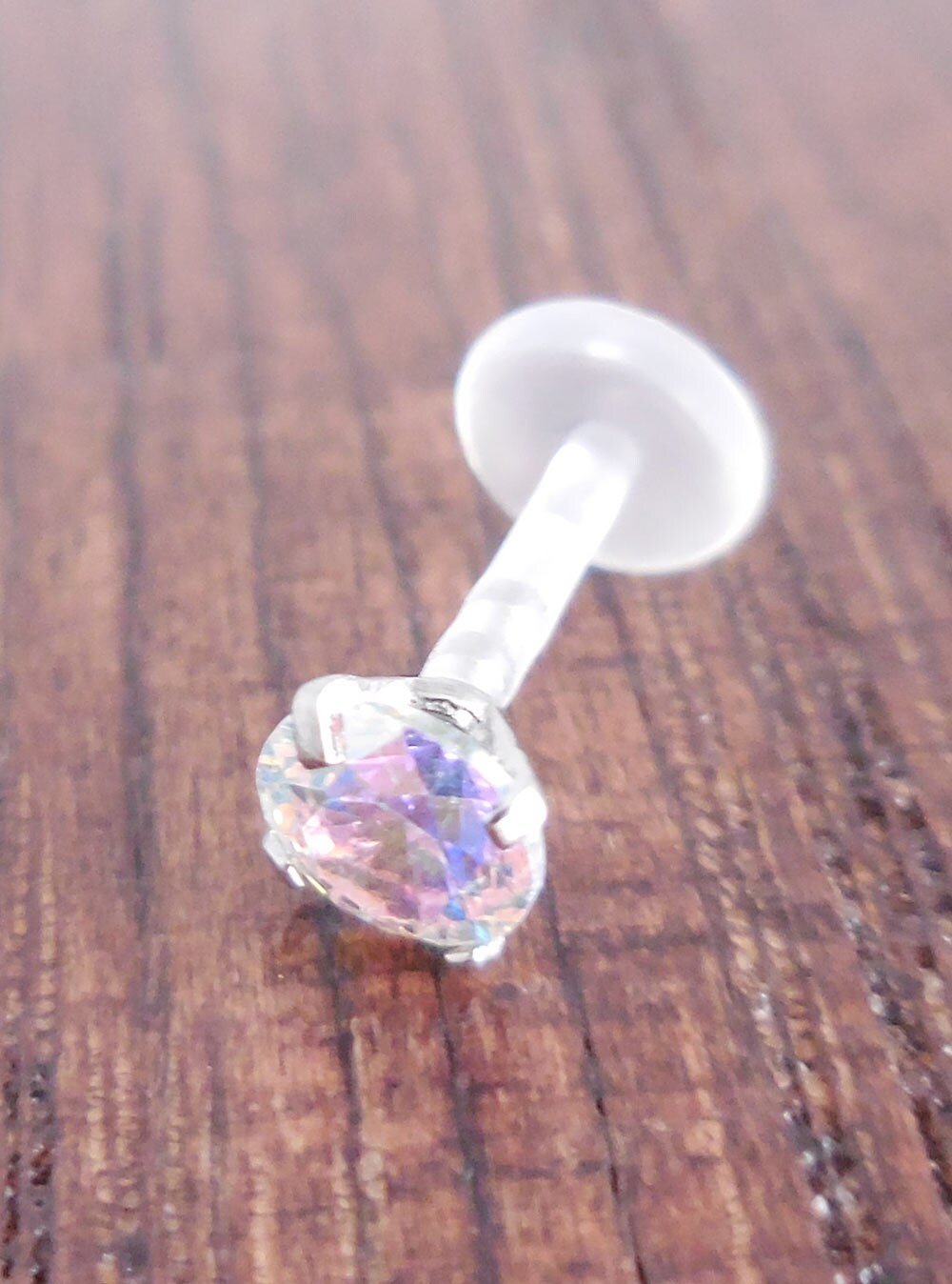 16G 6mm, 8mm Triple Forward Helix BioFlex BioPlast 2-5mm Prong Set Aurora Borealis CZ Earring Cartilage Tragus Monroe Lip Comfortable Rings