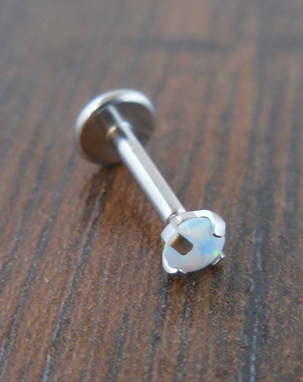 18g 2mm 2.5mm or 3mm Tragus 1/4" 6mm Fire & Ice White Opal Cartilage Triple Forward Helix Piercing Bar Ear Nose Conch Ring