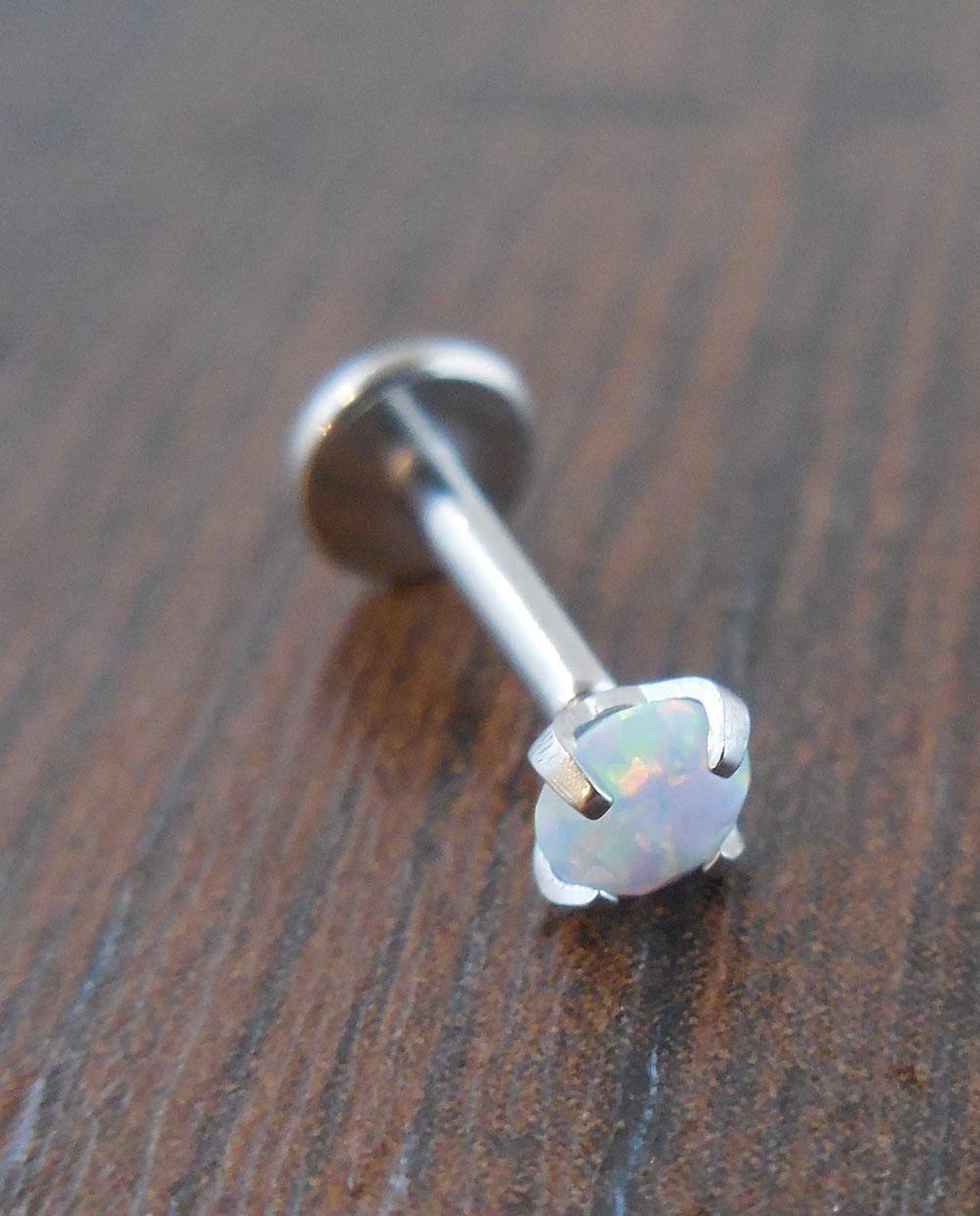 18g 2mm 2.5mm or 3mm Tragus 1/4" 6mm Fire & Ice White Opal Cartilage Triple Forward Helix Piercing Bar Ear Nose Conch Ring