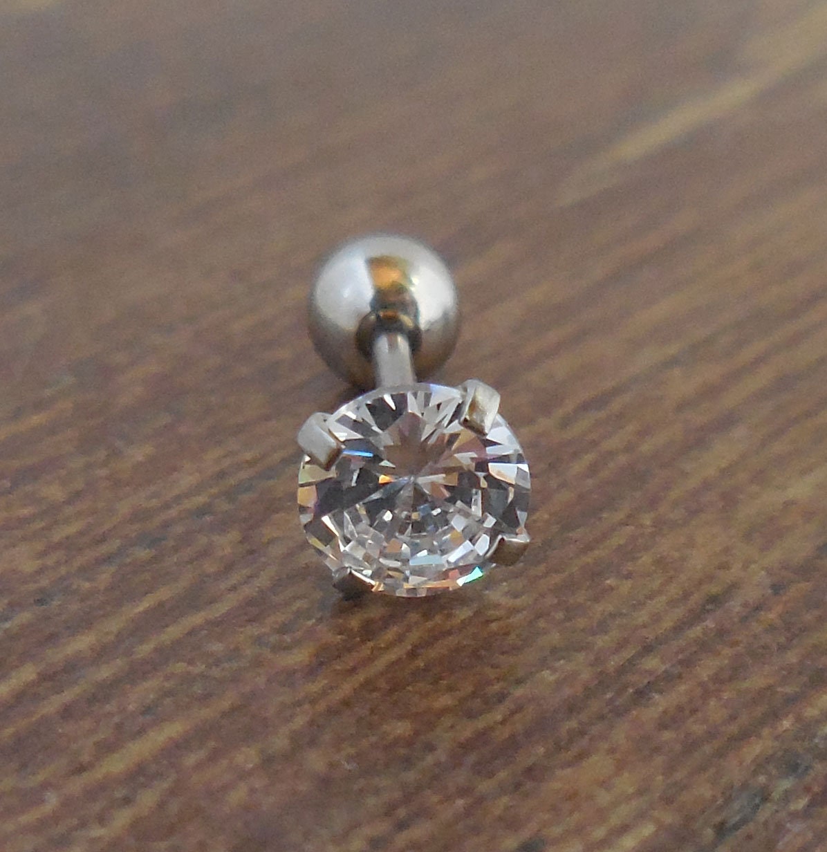 Clear CZ Prong Set Cubic Zirconia 18G 1/4" 2-5mm Ball Back Triple Forward Helix Ear Cartilage Earrings Rings Jewelry