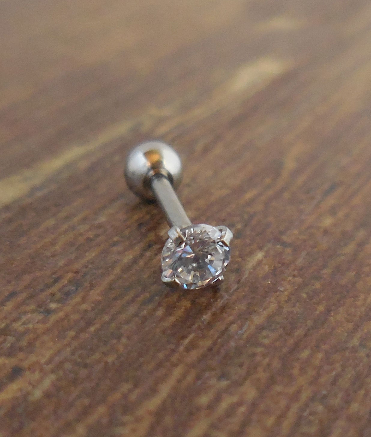 Clear CZ Prong Set Cubic Zirconia 18G 1/4" 2-5mm Ball Back Triple Forward Helix Ear Cartilage Earrings Rings Jewelry
