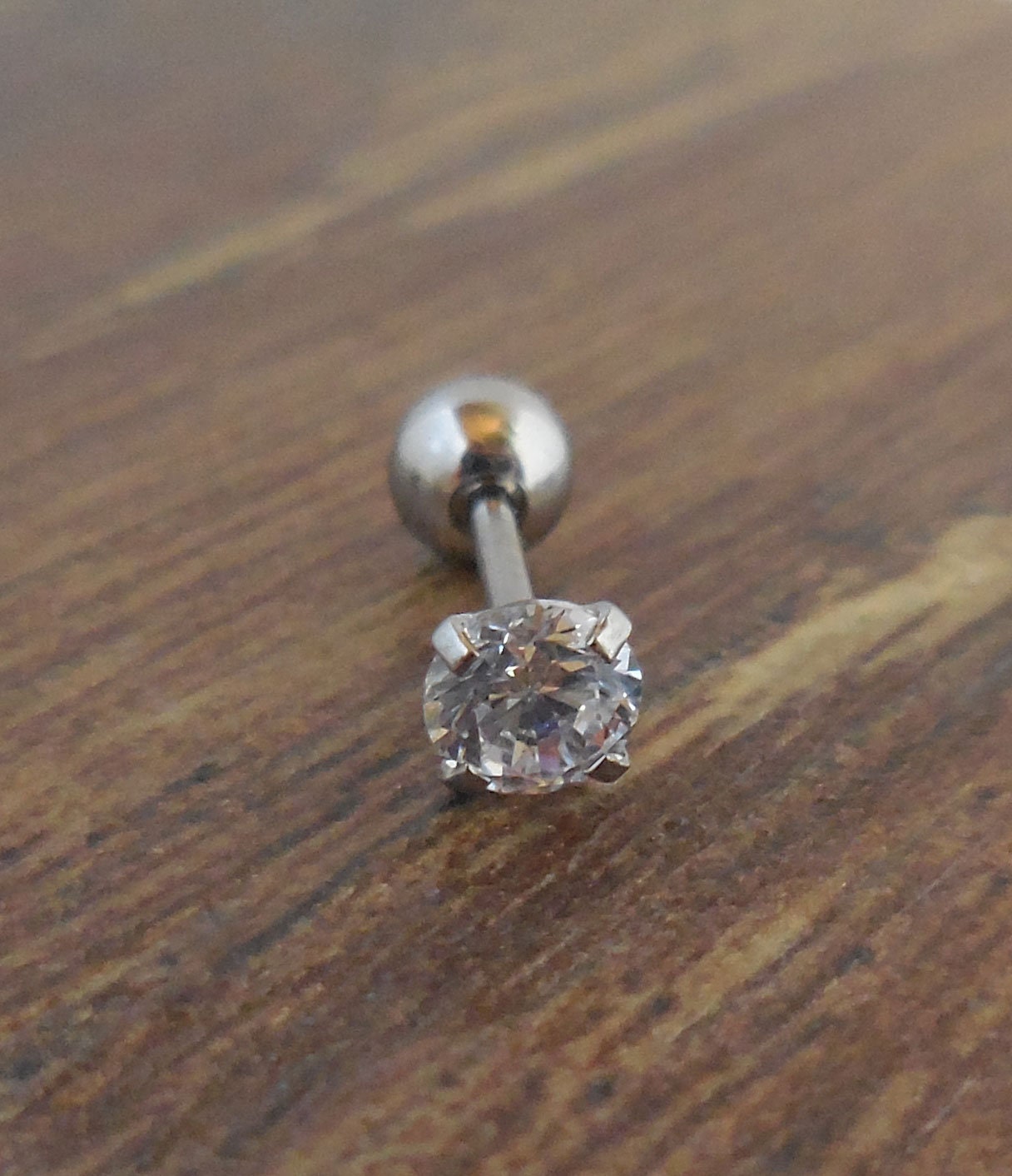 Clear CZ Prong Set Cubic Zirconia 18G 1/4" 2-5mm Ball Back Triple Forward Helix Ear Cartilage Earrings Rings Jewelry