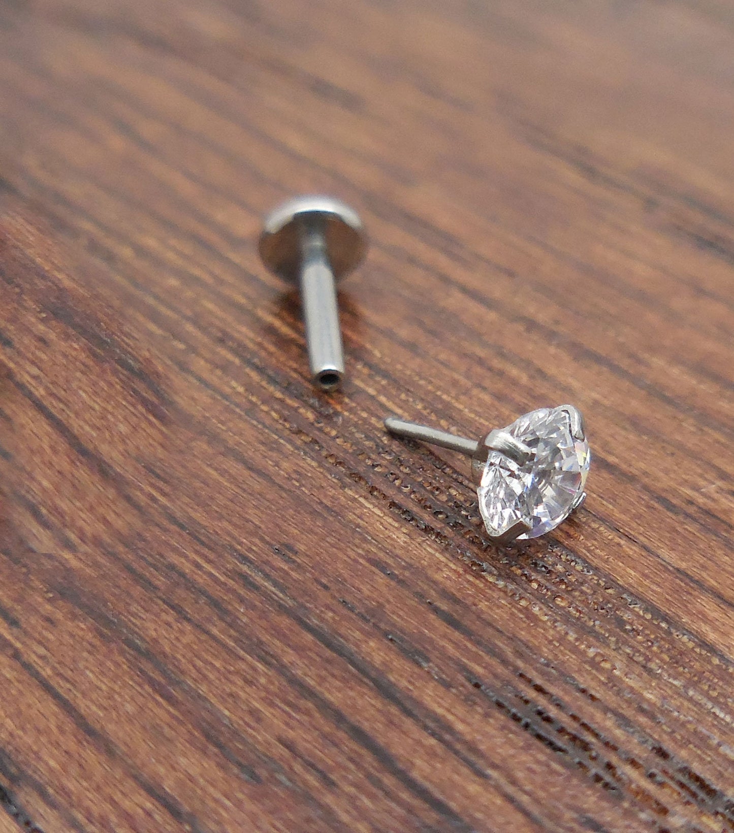 16g 2-4mm Tragus 5mm-6mm-8mm Threadless Push Pin Labret Triple Forward Helix Nose Ring Cartilage Earrings Stainless Prong Set Clear CZ Stone