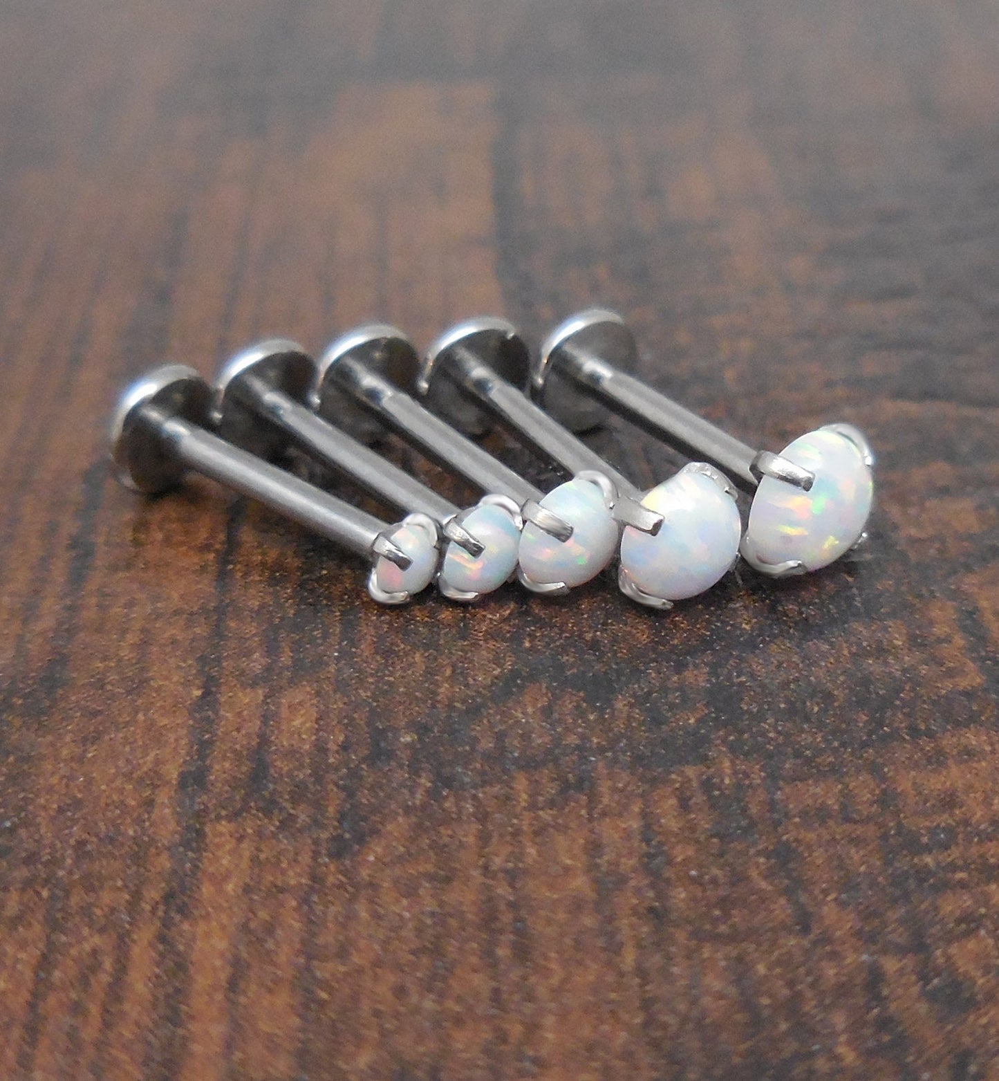 18G 2-4mm Tragus Clear CZ Stone Threadless 6mm-8mm White Opal Push Pin Triple Forward Helix Nose Ring Labret Lip Earrings Stainless Steel