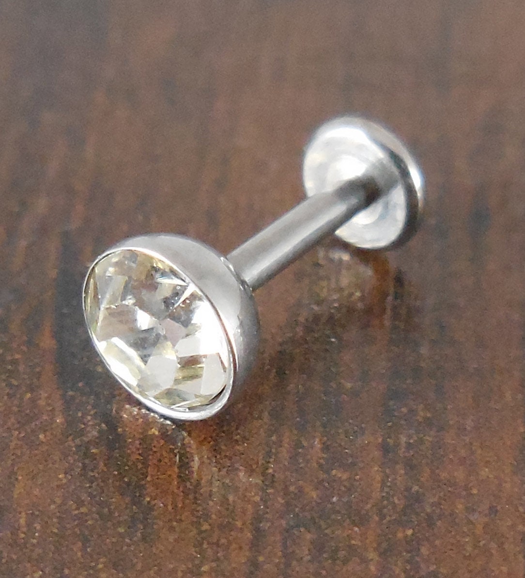 16g 2, 3, 4 or 5mm Clear Cubic Zirconia 6mm or 8mm Thread less Push Pin Triple Forward Stainless Helix Earring Cartilage Labret Nose Ring