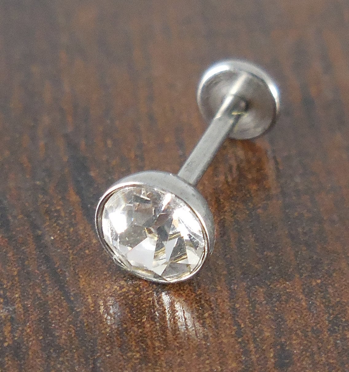 18g 2, 3, 4 or 5mm Clear Cubic Zirconia 6mm or 8mm Thread less Push Pin Triple Forward Stainless Helix Earring Cartilage Labret Nose Ring