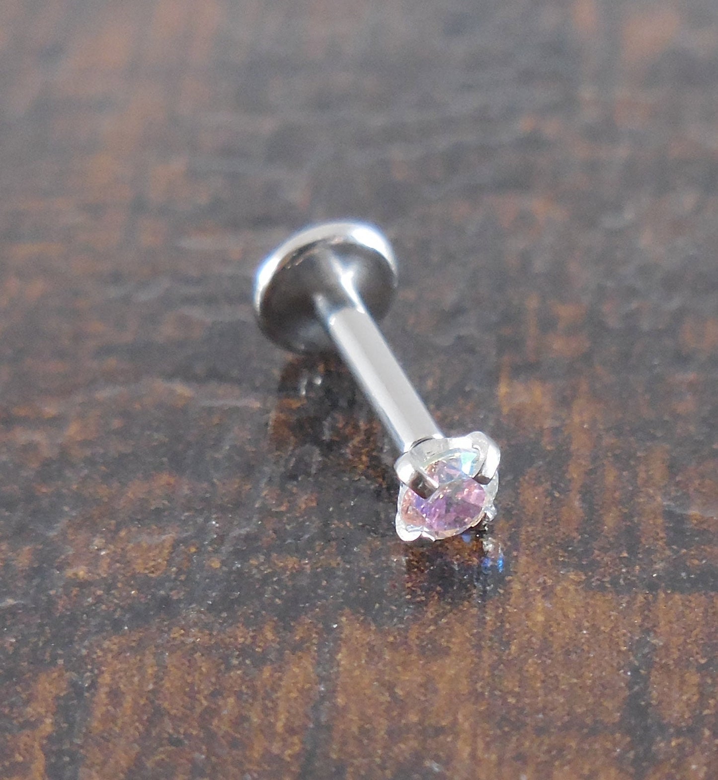 16g 2-4mm Tragus 5mm-10mm AB Crystal Rainbow Stone Threadless Push Pin Labret Triple Helix Nose Ring Cartilage Earrings Stainless Prong Set