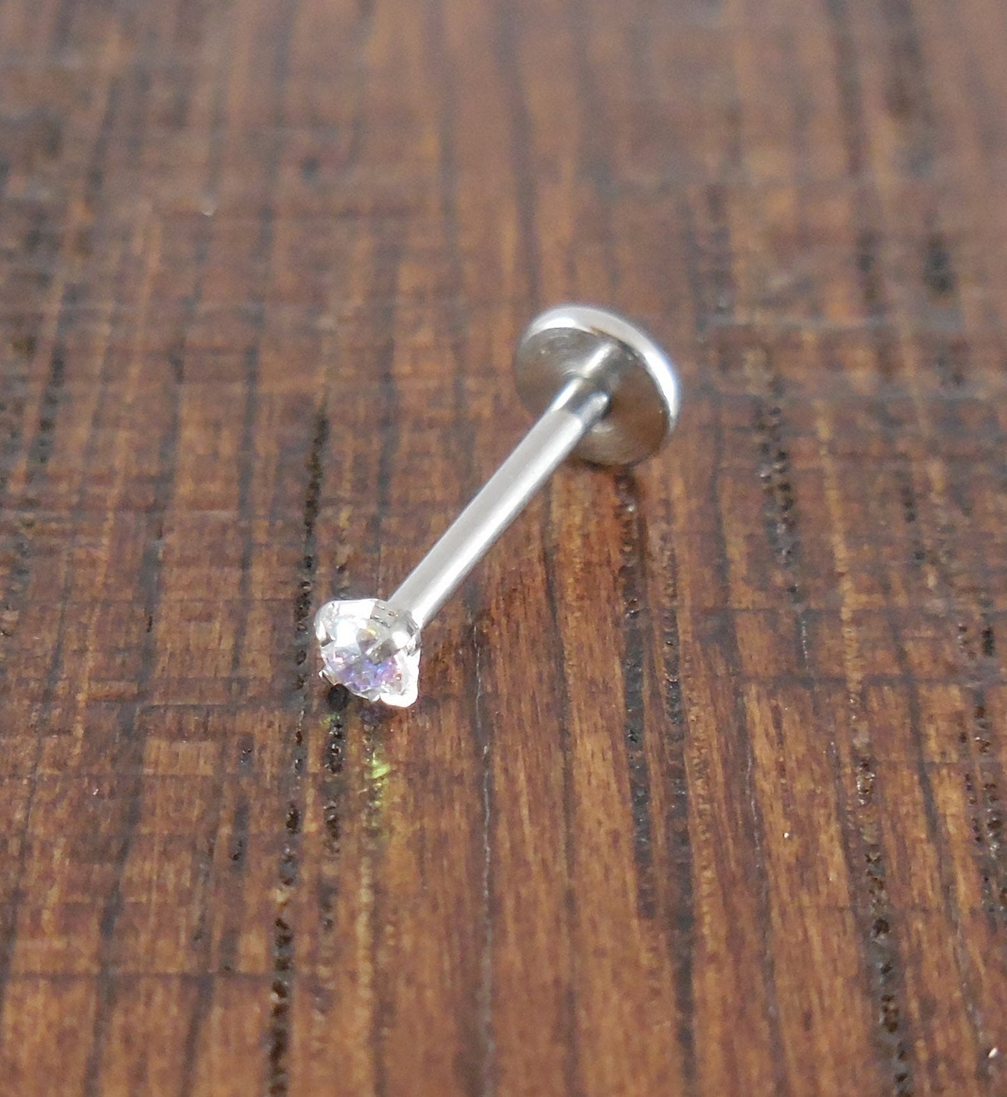 18G 2-4mm Tragus AB Rainbow Auroral Borealis Crystal Threadless 5mm, 6mm Push Pin Triple Helix Nose Ring Labret Lip Earrings Steel Prong Set