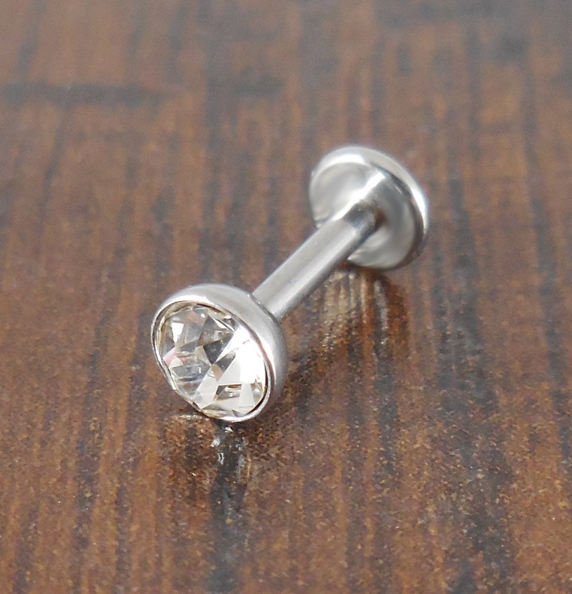 16g 2, 3, 4 or 5mm Clear Cubic Zirconia 6mm or 8mm Thread less Push Pin Triple Forward Stainless Helix Earring Cartilage Labret Nose Ring