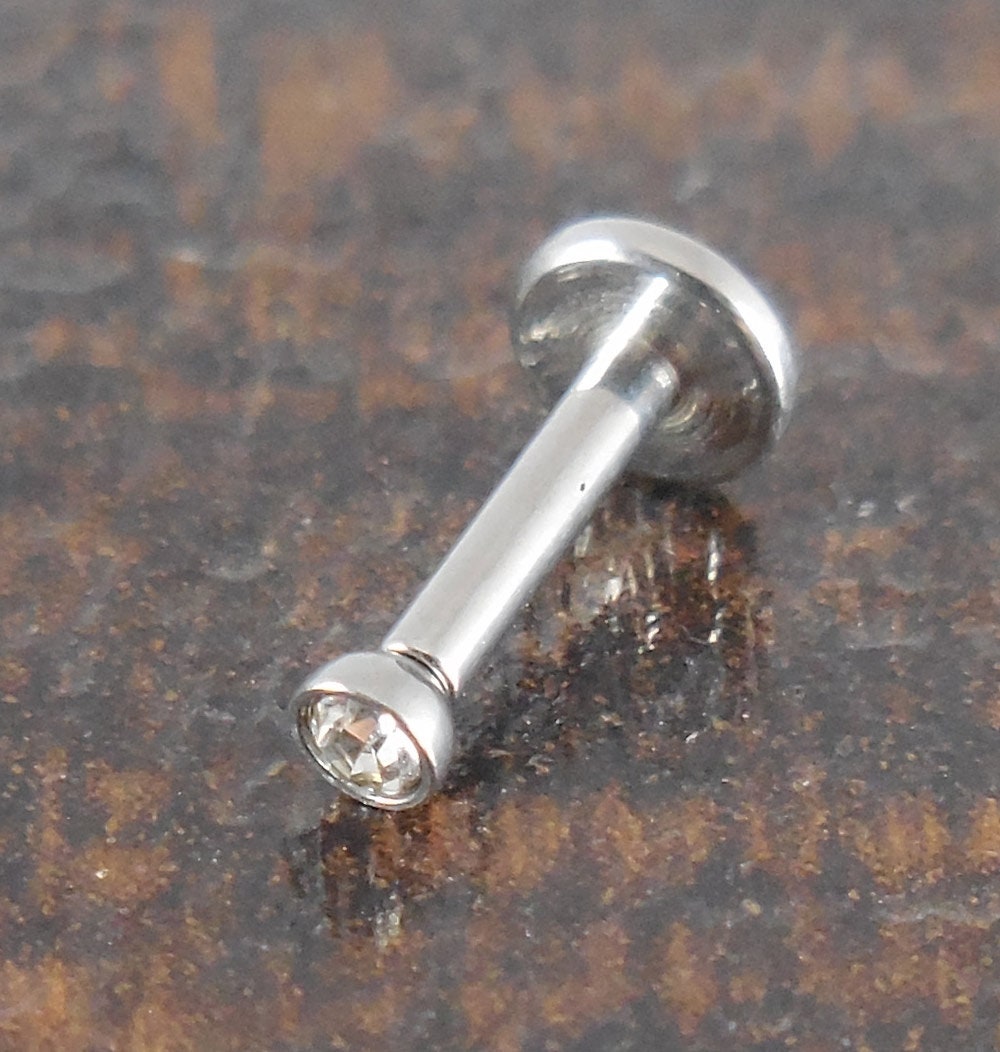 16g 2, 3, 4 or 5mm Clear Cubic Zirconia 6mm or 8mm Thread less Push Pin Triple Forward Stainless Helix Earring Cartilage Labret Nose Ring