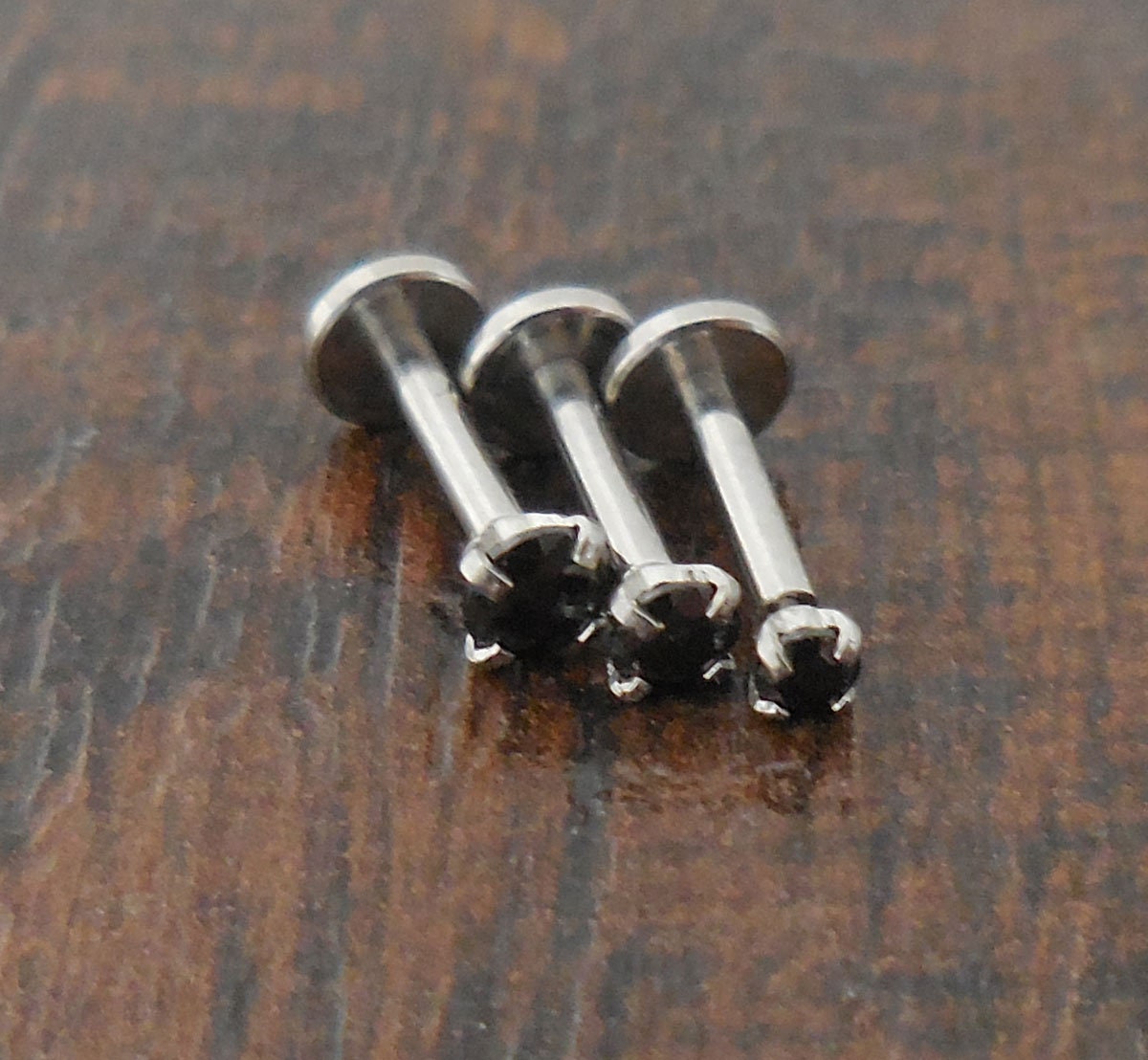 16g 2,2.5,3mm Tragus 6mm-8mm Threadless Push Pin Labret Triple Tragus Helix Nose Ring Cartilage Earrings Stainless Prong Set Black CZ Stone