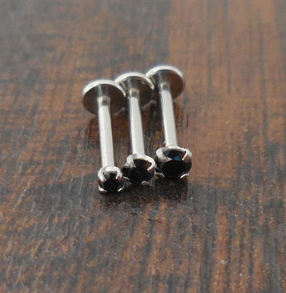 18G 2,2.5,3mm Tragus Black CZ Stone Stainless Threadless 6mm-8mm Push Pin Triple Cartilage Helix Nose Ring Labret Lip Earrings Prong Set