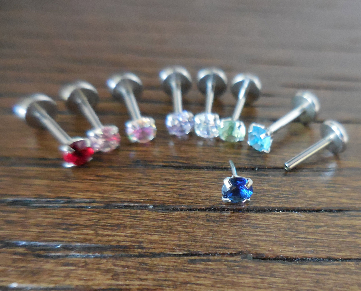 20G 18G 16G Tiny Threadless Push Pin Labret Stud  3mm  Tragus stud  Flat Back Earring  Nose Stud  Cartilage Ring  Triple Helix