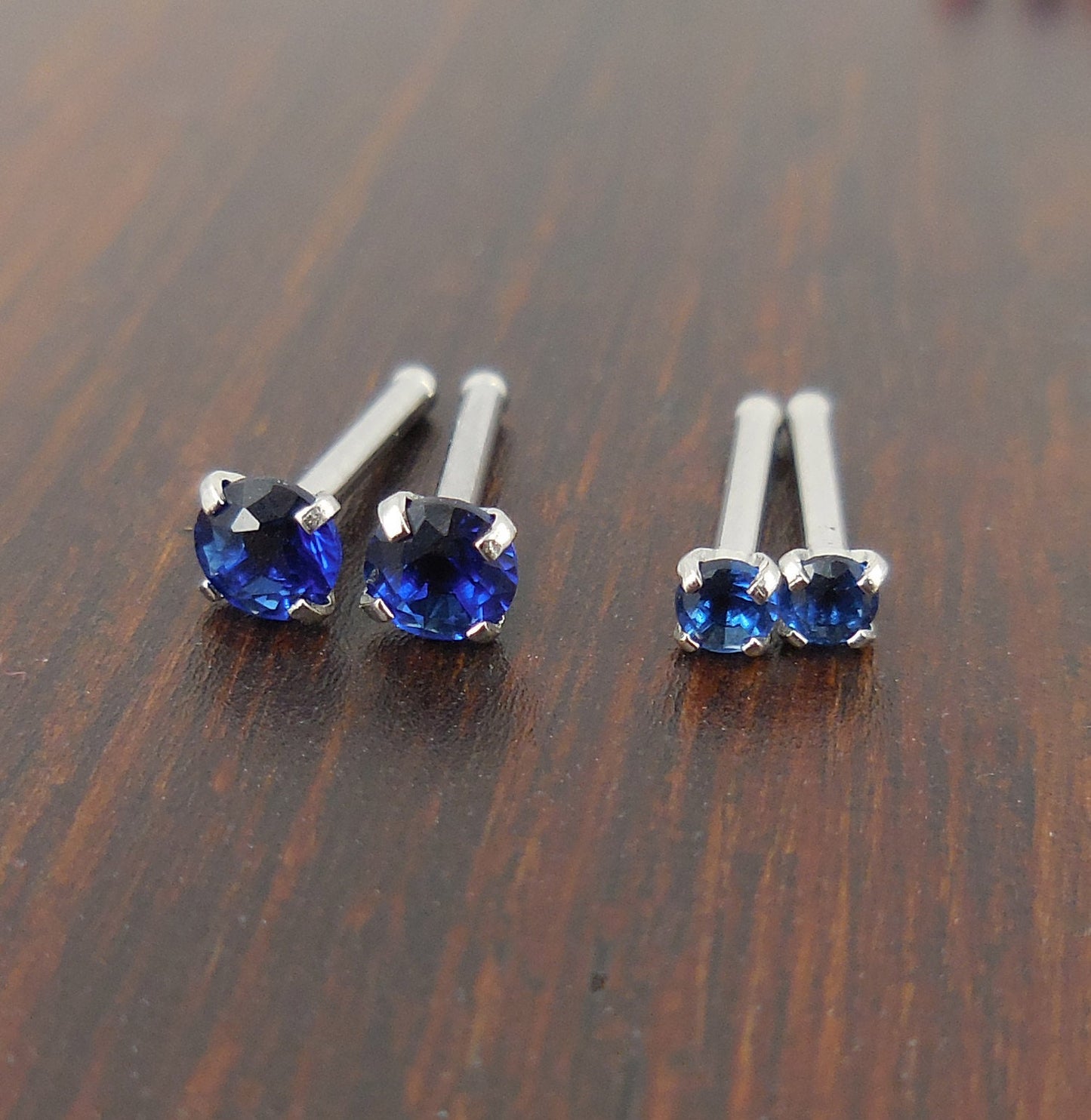 Pair 2mm or 3mm Prong Set 20G 18G Nose Stud Bones Rings Stainless Steel Rainbow Prism AB Crystal CZ 20G 18G