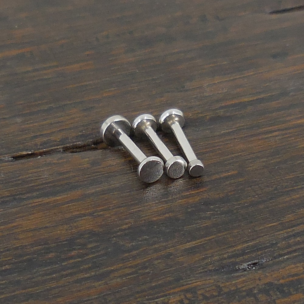 Small Flat Disc Circle Labret Stud 16G, 18G, 20G Flatback Threadless Tragus Helix Push Pin Earrings Cartilage Flat Back Gold Tone Nose Stud