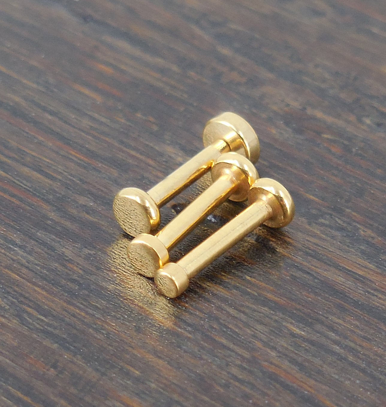 Small Flat Disc Circle Labret Stud 16G, 18G, 20G Flatback Threadless Tragus Helix Push Pin Earrings Cartilage Flat Back Gold Tone Nose Stud