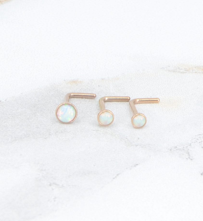 NEW 2, 2.5 or 3mm L Shape Nose Rings -Implant Grade Titanium- Small Petite Stud Gold Tone Jewelry 20G/18G -L Bend Nose Ring-