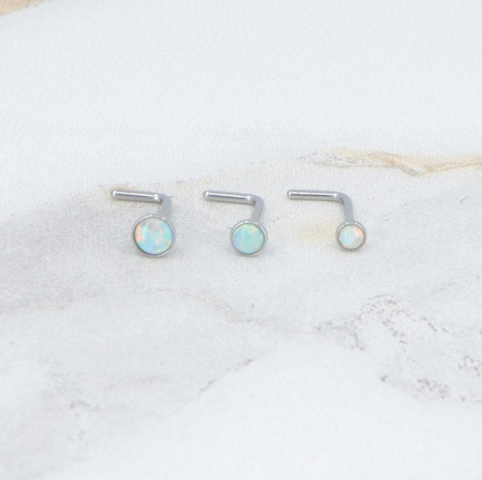 NEW 2, 2.5 or 3mm L Shape Nose Rings -Implant Grade Titanium- Small Petite Stud Gold Tone Jewelry 20G/18G -L Bend Nose Ring-