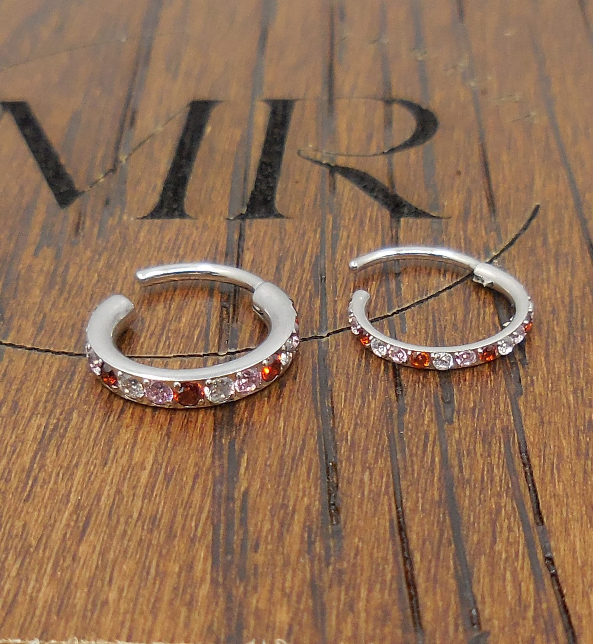 Valentine's Day Nose Hoops 8mm 18G/20G Surgical Steel Hinged Clicker Nose Stud/Hinged CZ Crystal Hoop Ring/Ear Helix/Nose Septum Ring