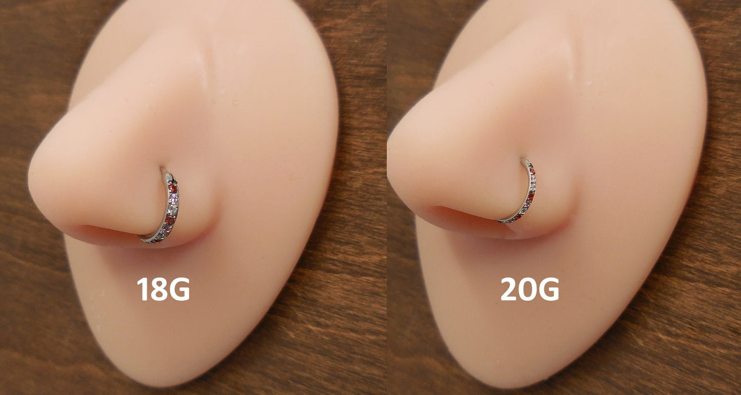 Valentine's Day Nose Hoops 8mm 18G/20G Surgical Steel Hinged Clicker Nose Stud/Hinged CZ Crystal Hoop Ring/Ear Helix/Nose Septum Ring