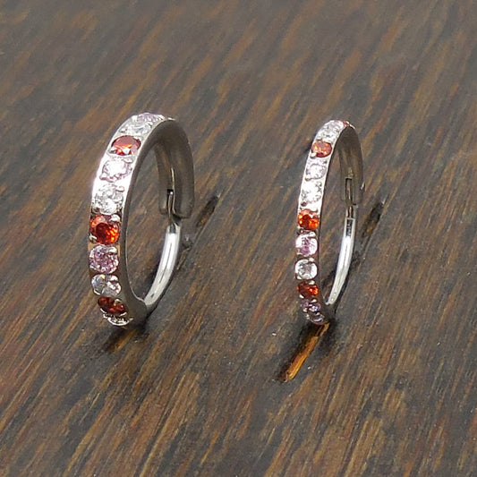 Valentine's Day Nose Hoops 8mm 18G/20G Surgical Steel Hinged Clicker Nose Stud/Hinged CZ Crystal Hoop Ring/Ear Helix/Nose Septum Ring