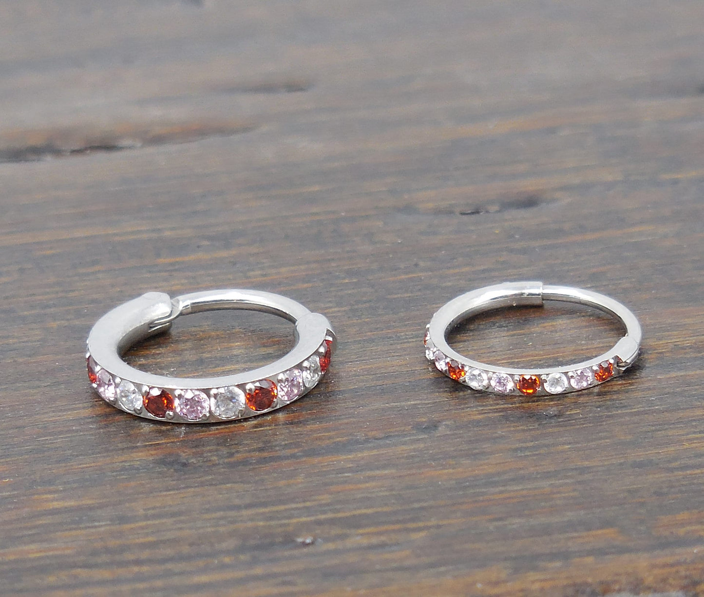 Valentine's Day Nose Hoops 8mm 18G/20G Surgical Steel Hinged Clicker Nose Stud/Hinged CZ Crystal Hoop Ring/Ear Helix/Nose Septum Ring