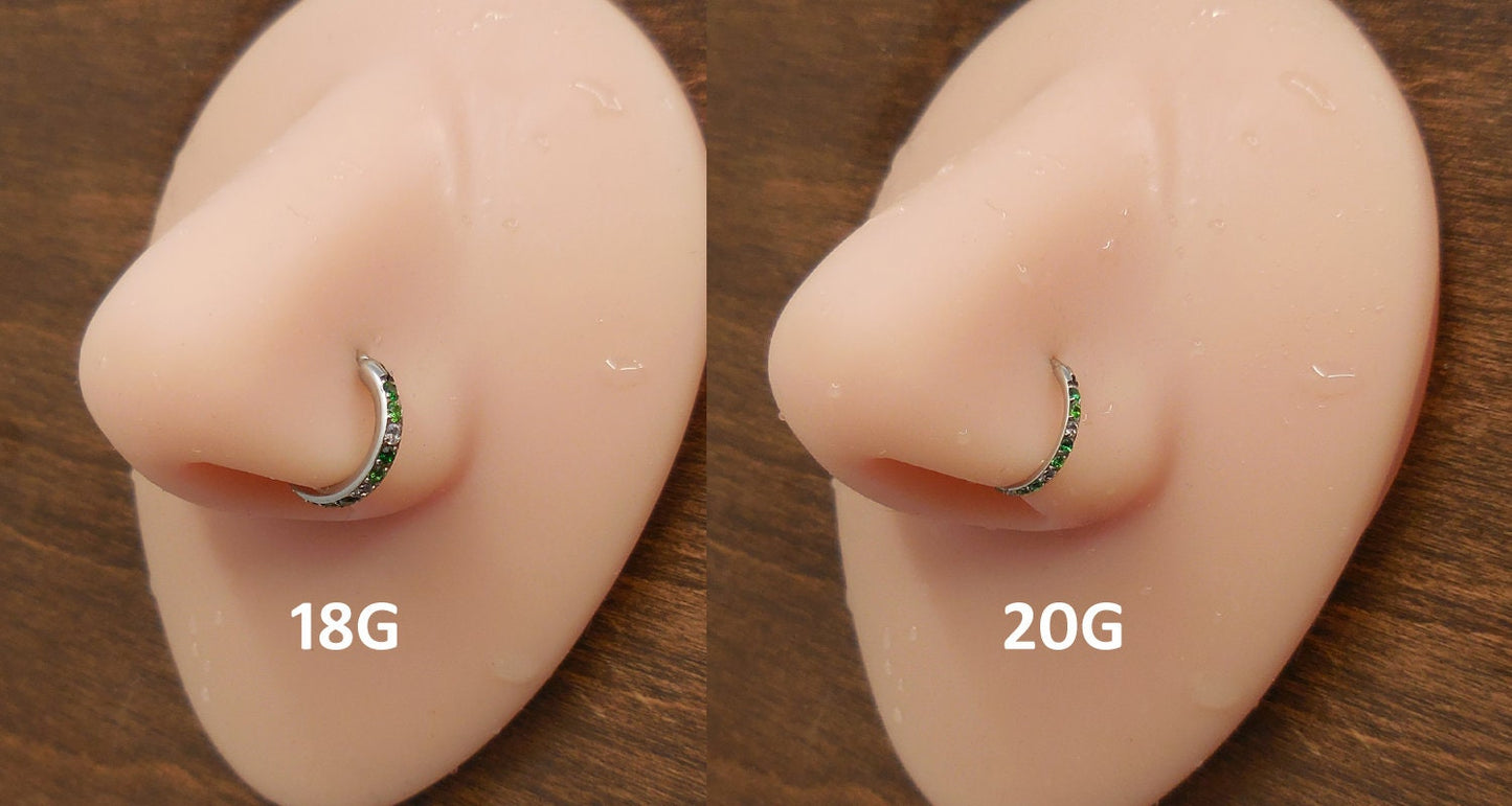 St. Patrick's Day Nose Hoops 8mm 18G/20G Surgical Steel Hinged Clicker Green Nose Stud/Hinged CZ Crystal Hoop Ring/Nose Stud Septum Ring