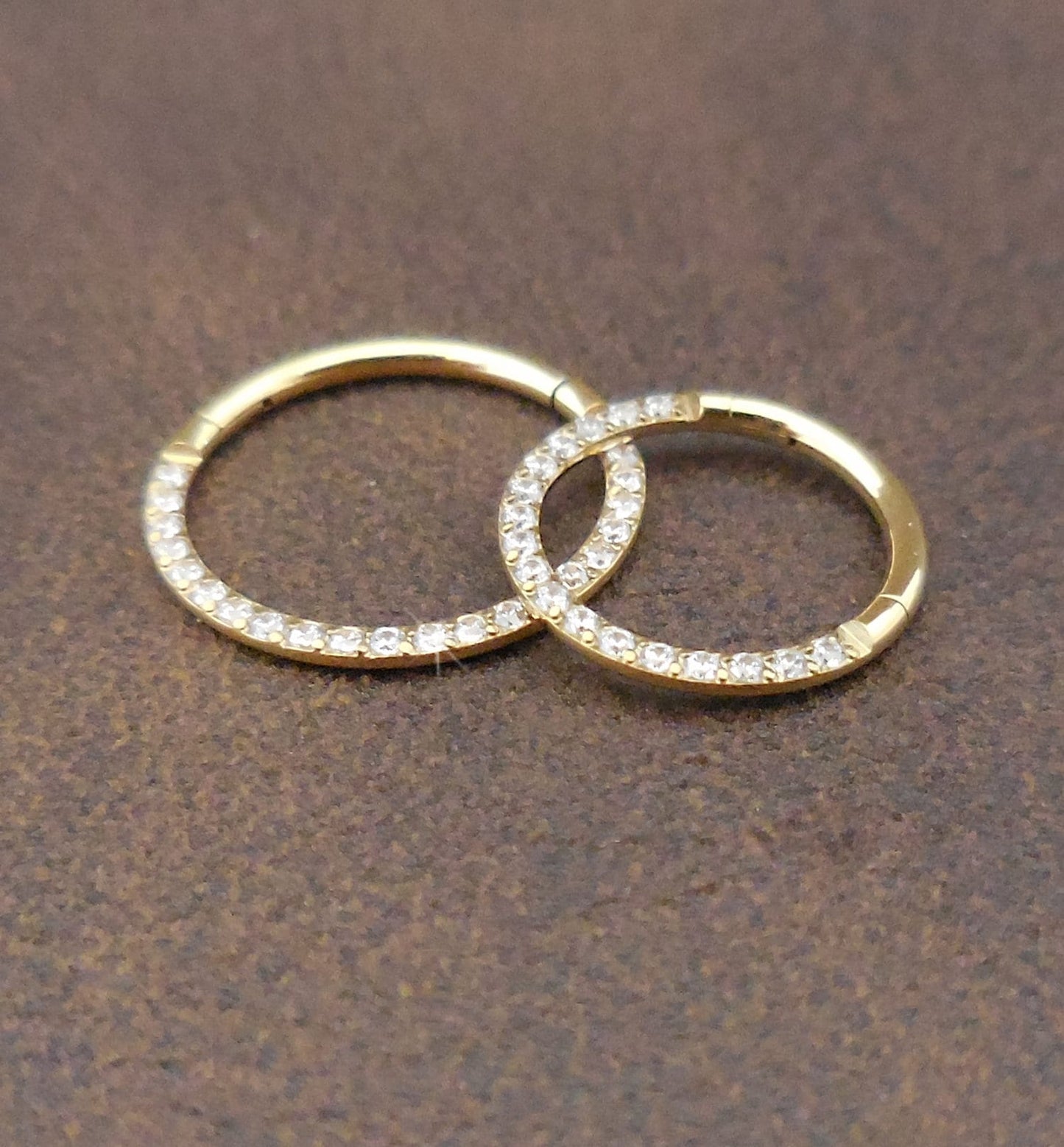 18G/20G Hinged Clicker Nose Hoop · Gold Tone Clear CZ Septum Nose Hoops · Septum Clicker Nose Ring Hoop · Surgical Steel 8mm Nose Ring Hoop