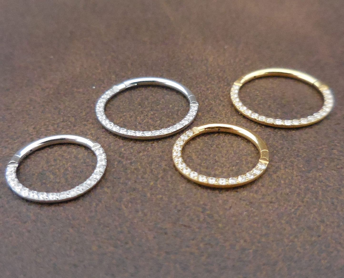 18G/20G Hinged Clicker Nose Hoop · Gold Tone Clear CZ Septum Nose Hoops · Septum Clicker Nose Ring Hoop · Surgical Steel 8mm Nose Ring Hoop