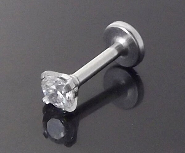 18g 2mm 2.5mm or 3mm Tragus Jewelry 1/4" 6mm Cartilage Triple Helix Piercing Bar Ear Nose Ring Cubic Zirconia Earring Stainless Steel