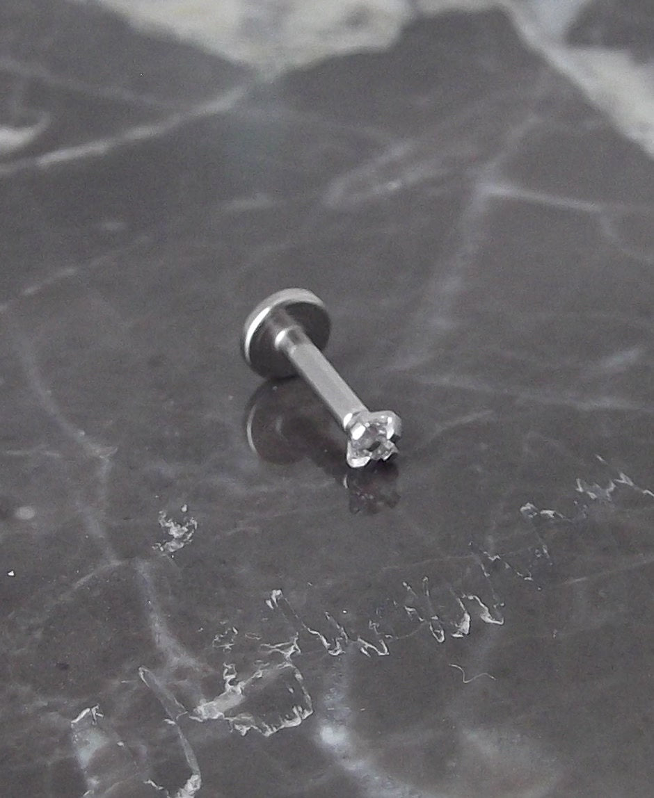 16g 2mm 2.5mm or 3mm Tragus 1/4" 6mm Cartilage Triple Helix Piercing Bar Internally Threaded Ear Ring Prong Set Cubic Zirconia Body Jewelry