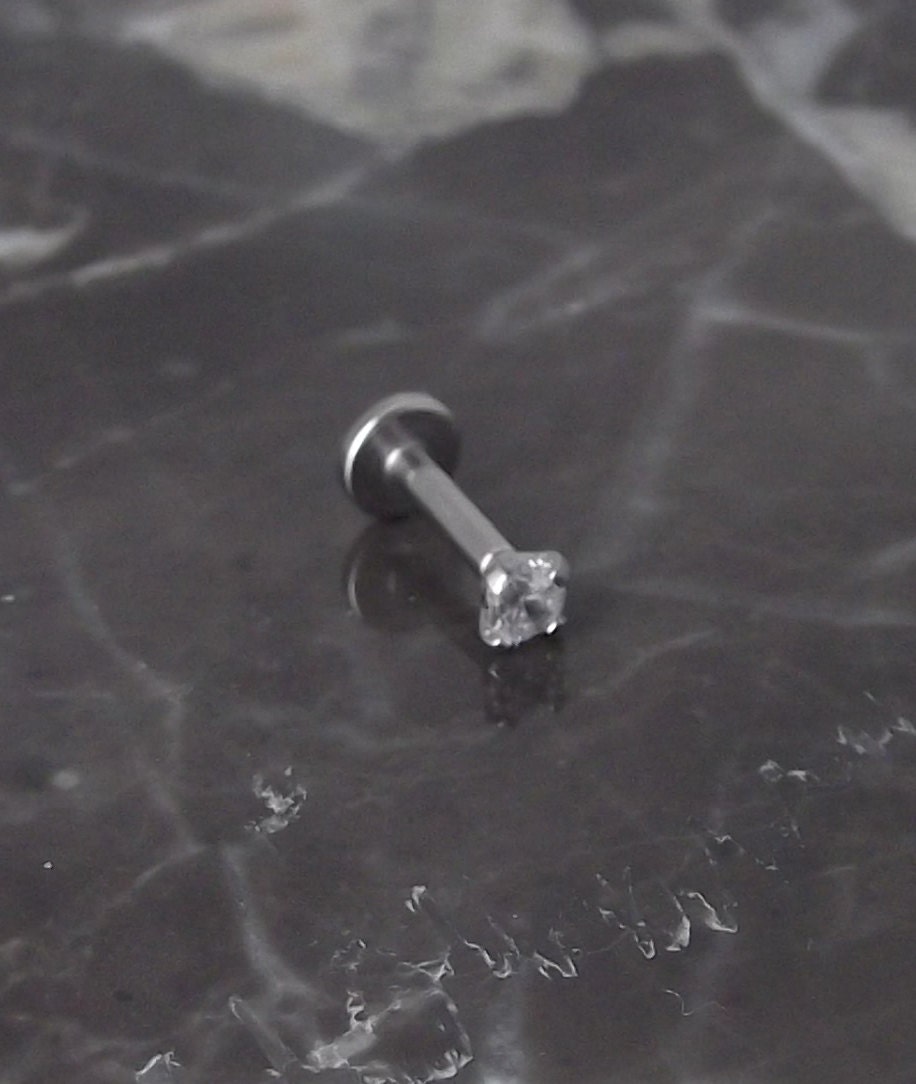 16g 2mm 2.5mm or 3mm Tragus 1/4" 6mm Cartilage Triple Helix Piercing Bar Internally Threaded Ear Ring Prong Set Cubic Zirconia Body Jewelry