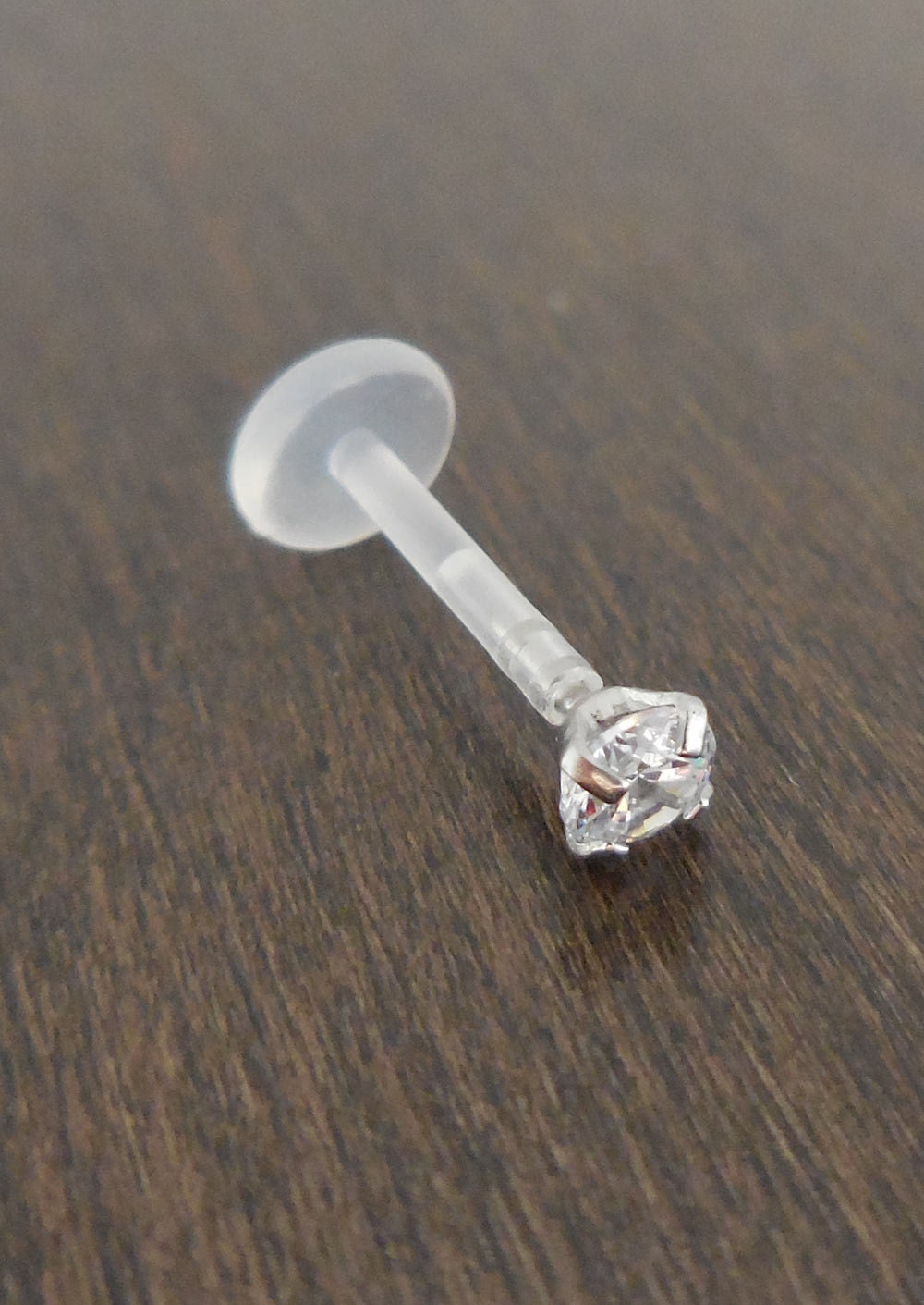 16G 6mm or 8mm Prong Set Clear CZ Triple Forward Helix BioFlex BioPlast Earring Cartilage Tragus Medusa Monroe Lip Rings