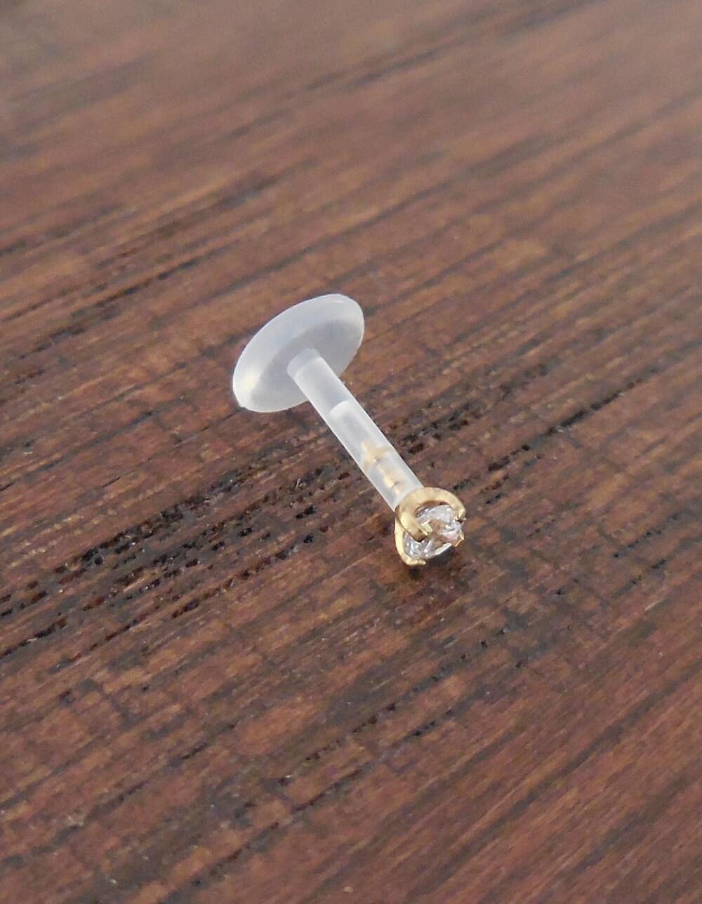 16G 6mm, 8mm or 10mm Gold Tone Titanium Prong Set Clear CZ Triple Forward Helix BioFlex BioPlast Earring Cartilage Tragus Comfortable Rings